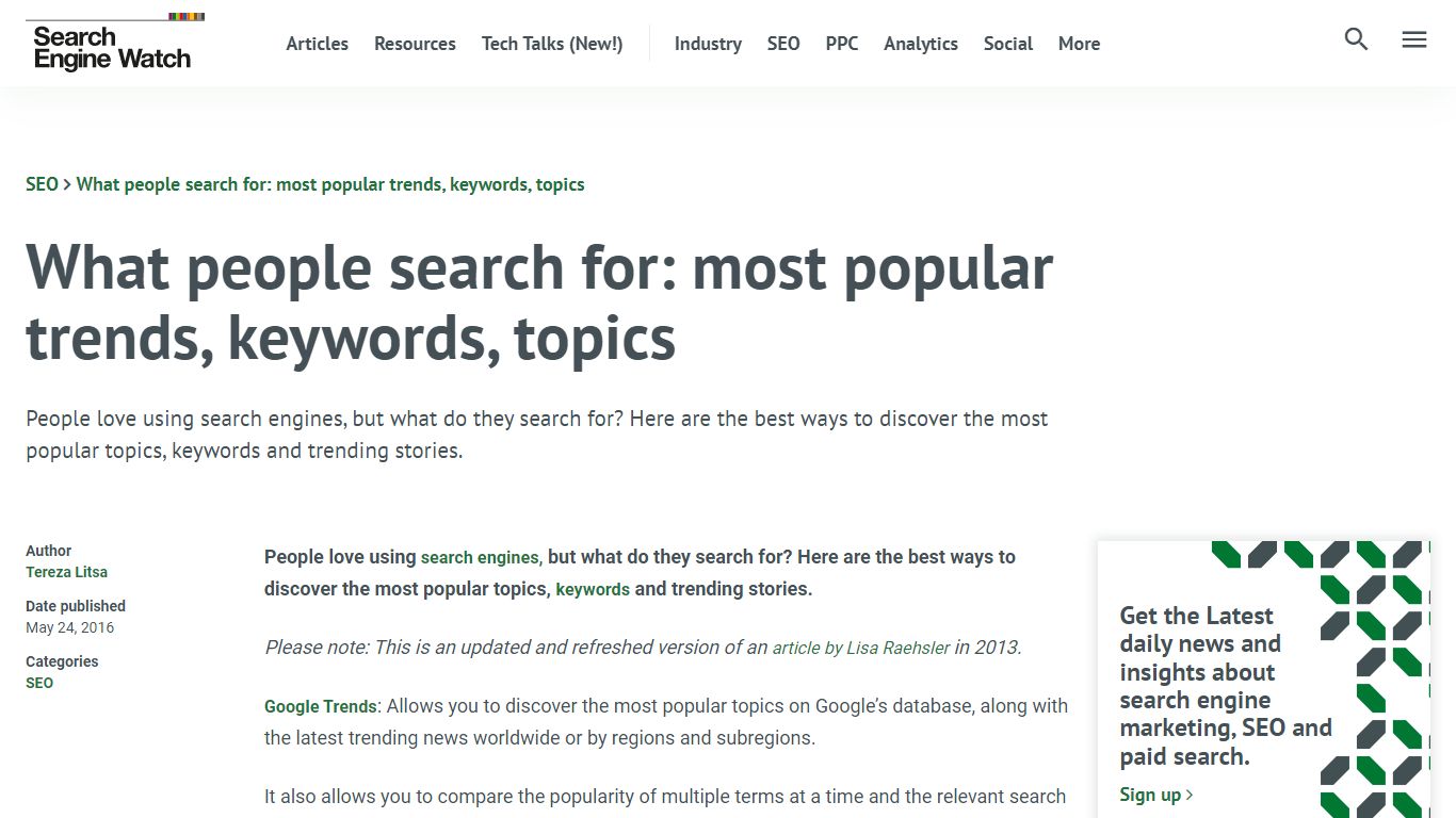 What people search for: most popular trends, keywords, topics